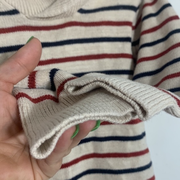 Crewcuts knit Striped oatmeal preppy collar pullover sweater size 4-5 - Picture 3 of 9